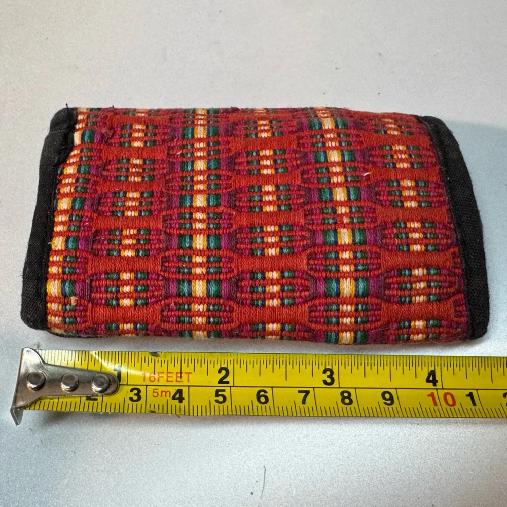 Colorful Vintage Red Boho Reggae 80s Men’s Velcro Hippie Trifold Wallet Rare